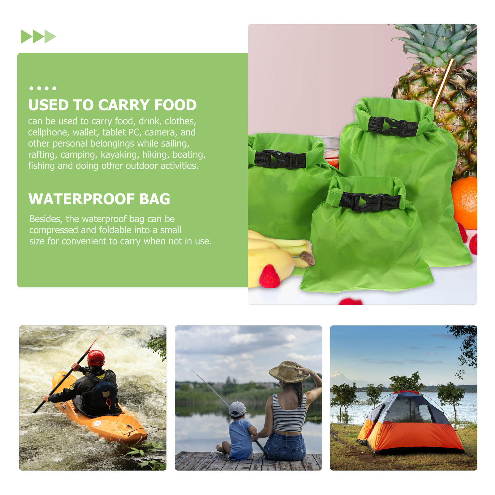 3Pcs Outdoor Waterproof Dry Ba - огляд і ціна Fishing Kayak Storage Bag